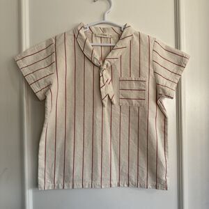Fin & Vince NWOT Kids Size 6-7 Red Ticking Stripe Shirt Sailor Knot Cotton girls